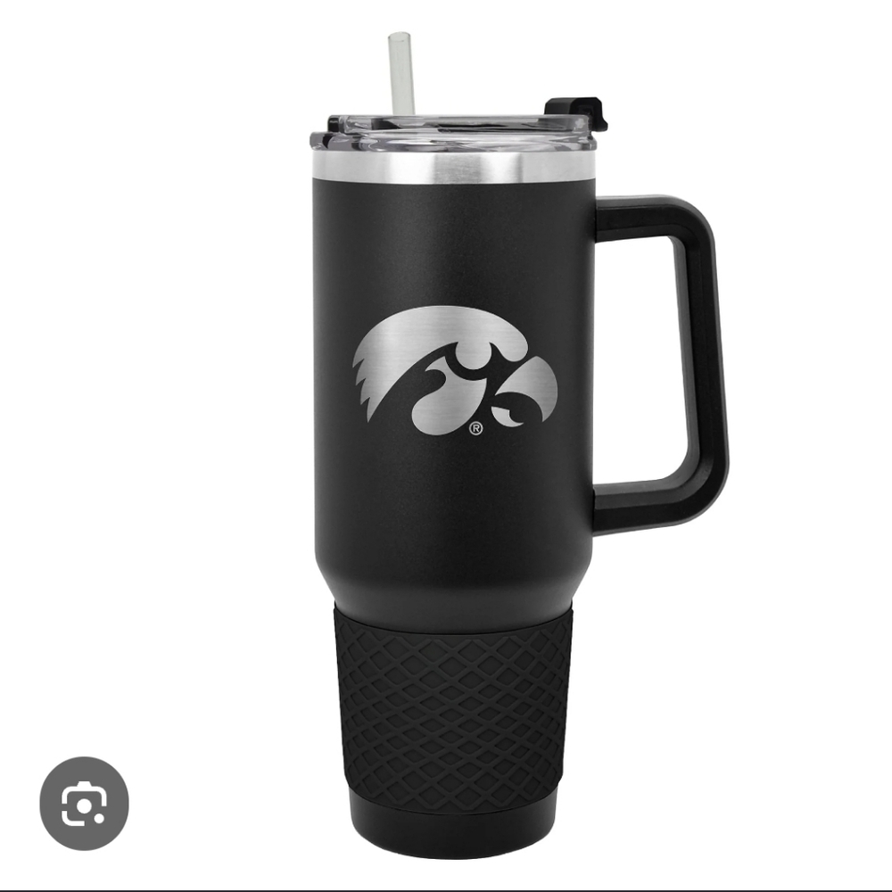 NCAA Iowa Hawkeyes 40oz. Travel Mug With Handle And Straw New